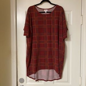 LULAROE Burgundy Plaid Irma Tunic